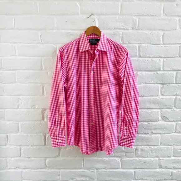 Polo Ralph Lauren Other - RALPH LAUREN LONG SLEEVE SHIRT Colorful Pink Gingham Men's Size 16.5 34/35 M L